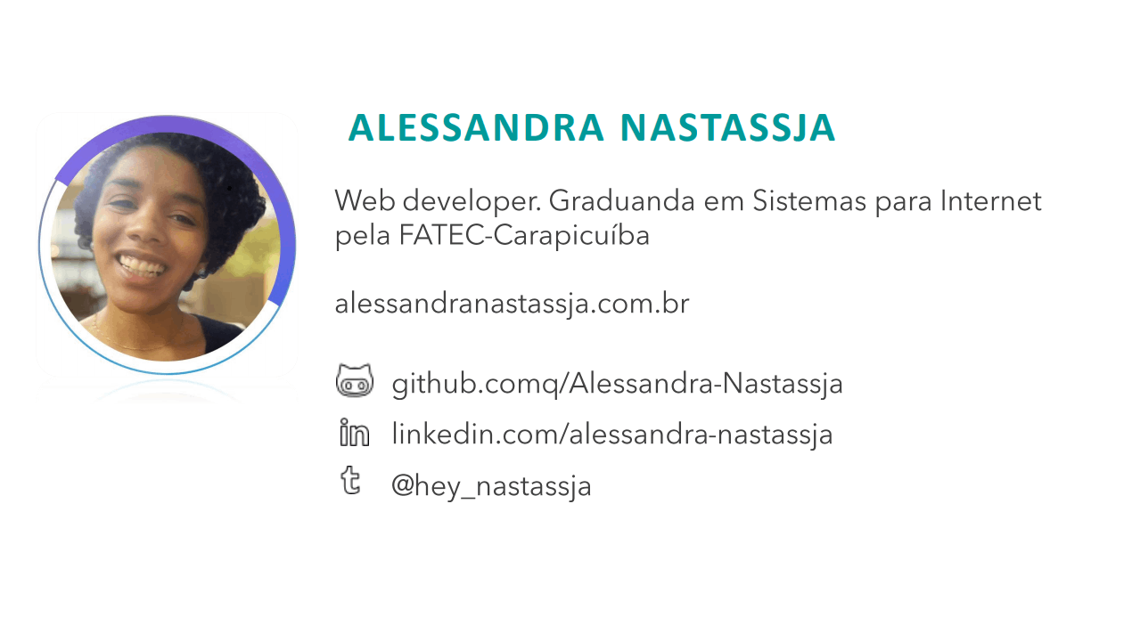 Imagem do cartão de visita da Web designer Alessandra, sendo posto como imagem padrão.