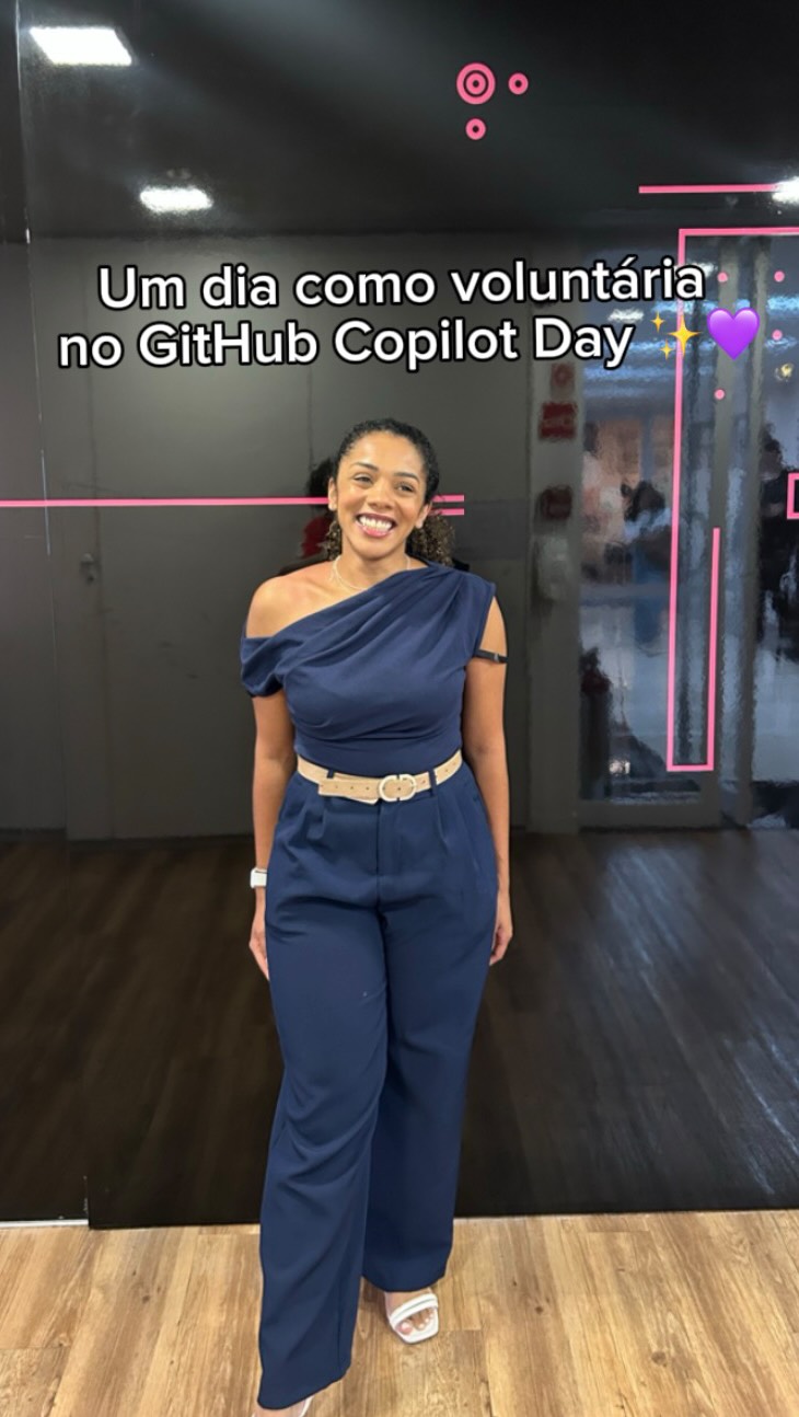 Alessandra Nastassja no vídeo Um dia como voluntária no GitHub Copilot Day